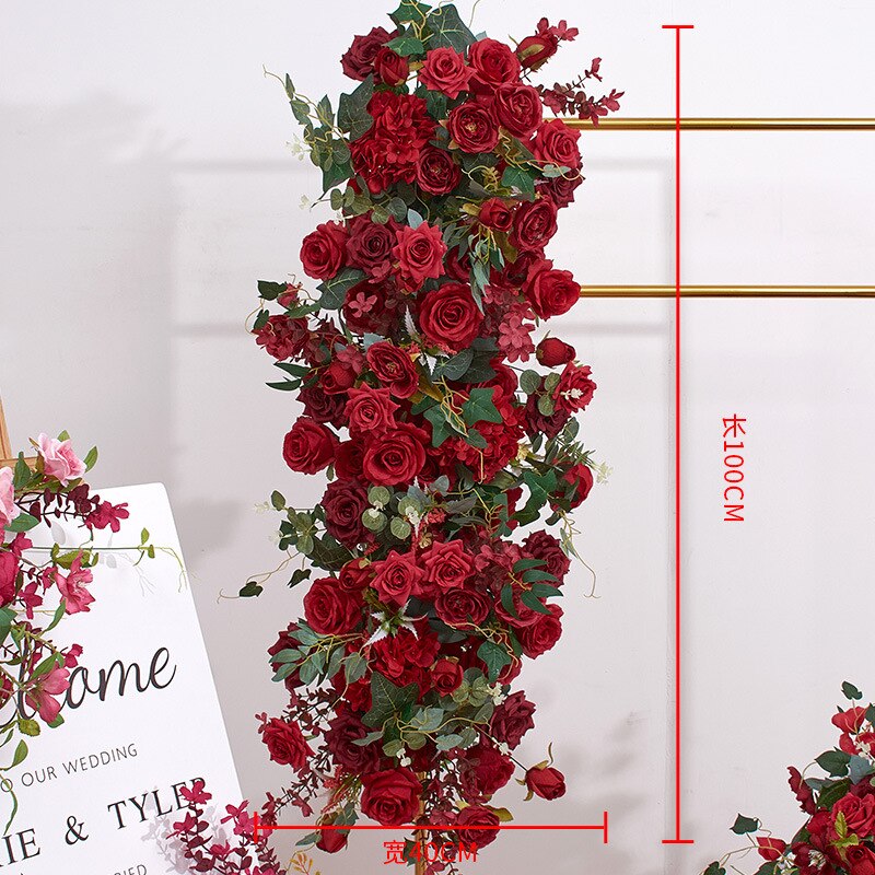 Rose Baby Breath Greenery Wedding Floral Arrangement Table Centerpiece Ball Event Welcome Sign Flower Party Props Window Display #1017