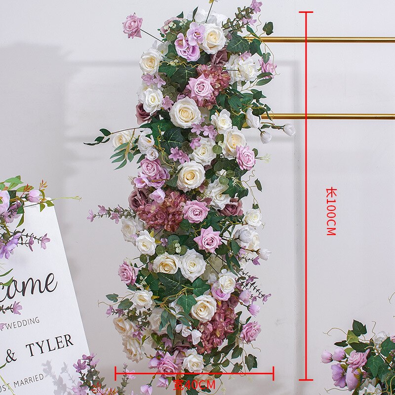 Rose Baby Breath Greenery Wedding Floral Arrangement Table Centerpiece Ball Event Welcome Sign Flower Party Props Window Display #1017