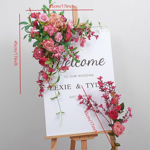 Rose Baby Breath Greenery Wedding Floral Arrangement Table Centerpiece Ball Event Welcome Sign Flower Party Props Window Display #1017