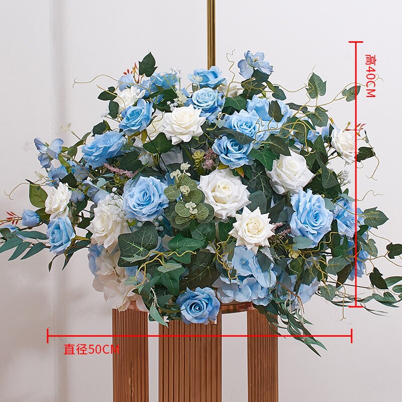 Rose Baby Breath Greenery Wedding Floral Arrangement Table Centerpiece Ball Event Welcome Sign Flower Party Props Window Display #1017