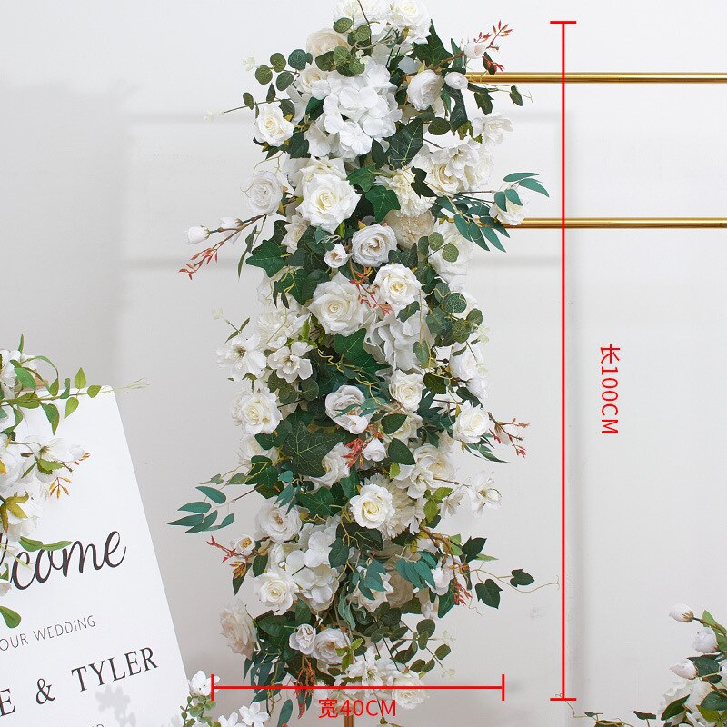 Rose Baby Breath Greenery Wedding Floral Arrangement Table Centerpiece Ball Event Welcome Sign Flower Party Props Window Display #1017