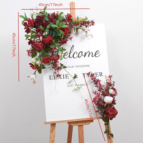 Rose Baby Breath Greenery Wedding Floral Arrangement Table Centerpiece Ball Event Welcome Sign Flower Party Props Window Display #1017