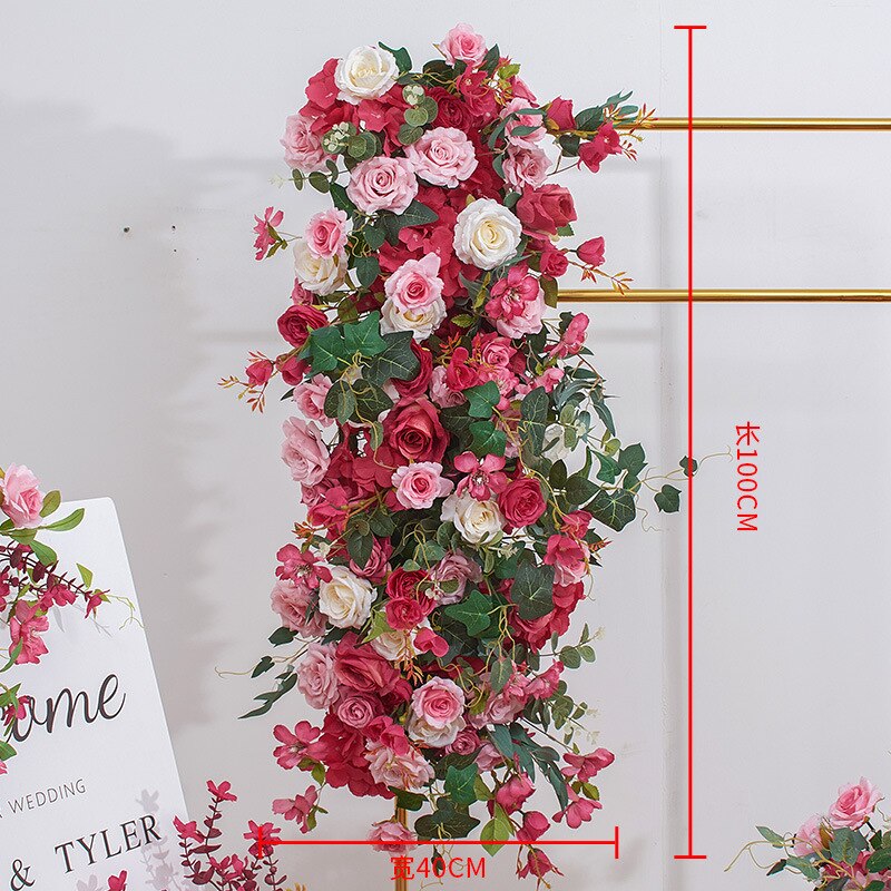 Rose Baby Breath Greenery Wedding Floral Arrangement Table Centerpiece Ball Event Welcome Sign Flower Party Props Window Display #1017