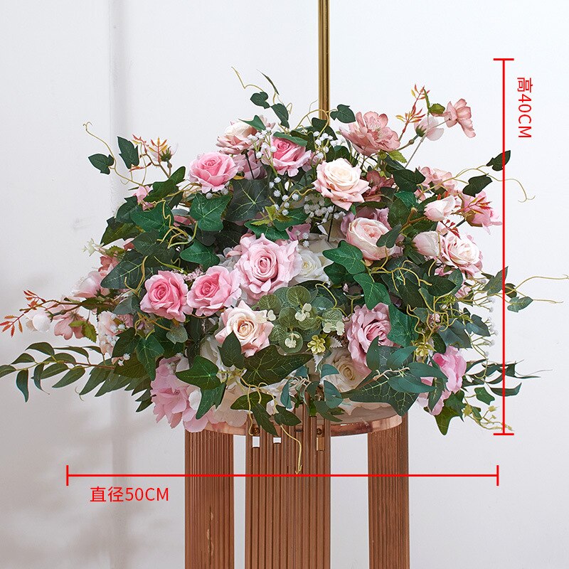 Rose Baby Breath Greenery Wedding Floral Arrangement Table Centerpiece Ball Event Welcome Sign Flower Party Props Window Display #1017