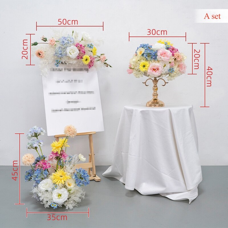 Rose Babysbreath Orchid Welcome Sign Flower Row Table Centerpieces Wedding Arch Flowers Arrangements Decor Floor Floral Ball #1107