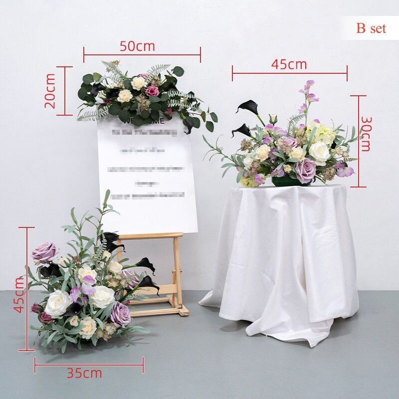 Rose Babysbreath Orchid Welcome Sign Flower Row Table Centerpieces Wedding Arch Flowers Arrangements Decor Floor Floral Ball #1107