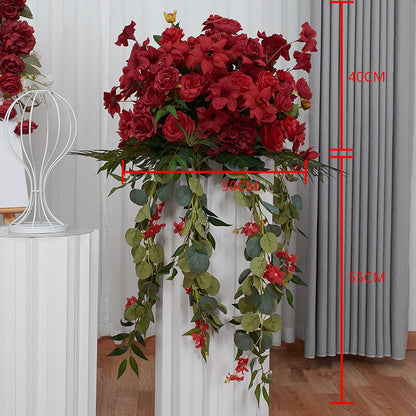 Rose Green Eucalyptus Plant Vine Artificial Flower Ball Wedding Table Centerpiece Deco Arrangement Party Stage Road Guide Floral #1003