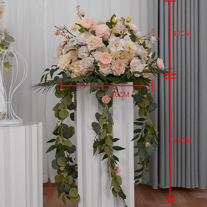 Rose Green Eucalyptus Plant Vine Artificial Flower Ball Wedding Table Centerpiece Deco Arrangement Party Stage Road Guide Floral #1003