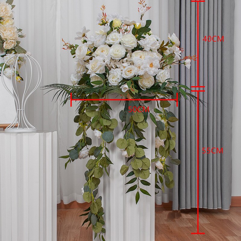 Rose Green Eucalyptus Plant Vine Artificial Flower Ball Wedding Table Centerpiece Deco Arrangement Party Stage Road Guide Floral #1003
