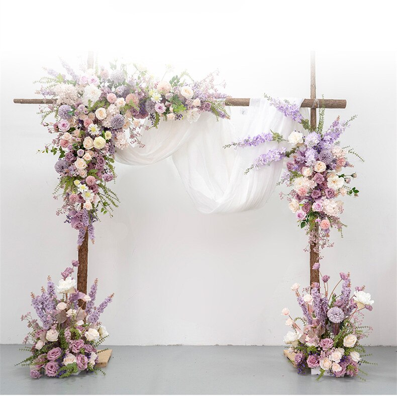 Purple Rose Delphinium Dandelion Artificial Hang Corner Flower Road Lead Floor Floral Arrangements Wedding Event Backdrop Decor #1099