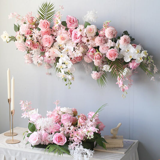 Customize Artificial Flower Arrangement Pink Orchid Flower Row Wedding Arch Backdrop Decor Wall Window Party Event Stage Layout #1057