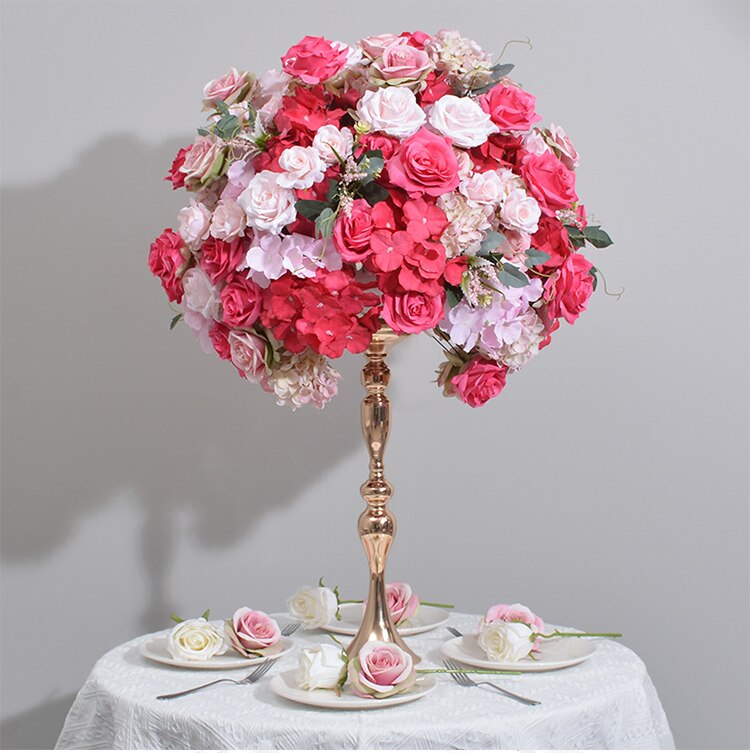 New Style Silk Rose Hydrangea Artificial Flower Ball Centerpieces  Centerpieces Party Decor Table Floral Ball Evenr Prop #1016