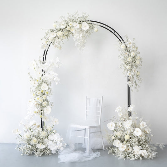 White Wedding Backdrop Decor Baby Breath Rose Palm Arch Hanging Floral Row Arrangement Floor Flower Ball Event Party Stage Props #1130