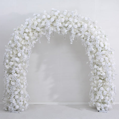 Luxury White Mist Grass Hanging Wisteria Wedding Backdrop 5D Floral Arrangement With Frame Arch Event Flower Stand Party Props #1008