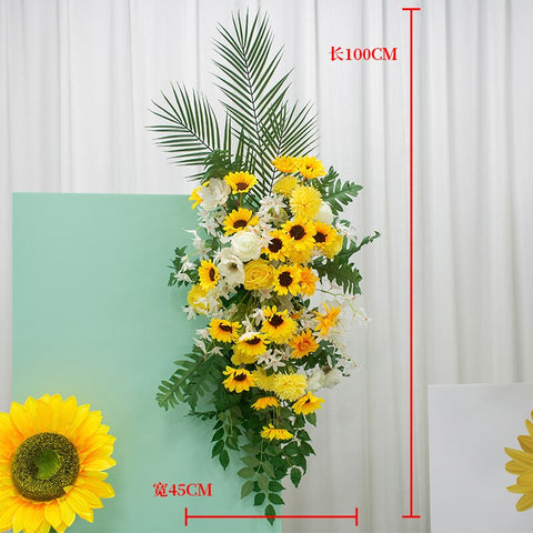 Sunflower Wedding Floral Rose Artificial Flower Row Wall Hanging Corner Flower Wedding Backdrop Scene Deco Road Lead Flower Ball #1132