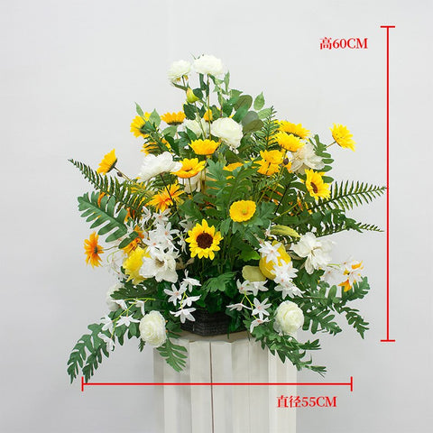 Sunflower Wedding Floral Rose Artificial Flower Row Wall Hanging Corner Flower Wedding Backdrop Scene Deco Road Lead Flower Ball #1132