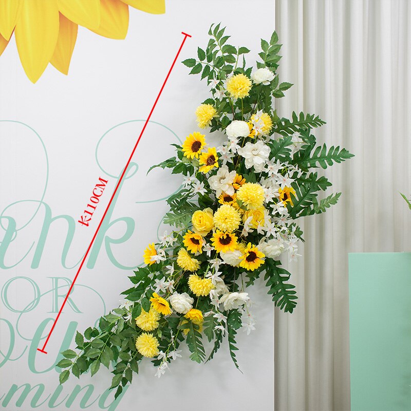 Sunflower Wedding Floral Rose Artificial Flower Row Wall Hanging Corner Flower Wedding Backdrop Scene Deco Road Lead Flower Ball #1132