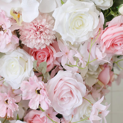 Hochzeit künstliche Blumen Reihe weiße Orchidee rosa Sofa Boden Bogen Dekor hängen Party Hintergrund Wand Tischläufer Mittelstücke Blumen