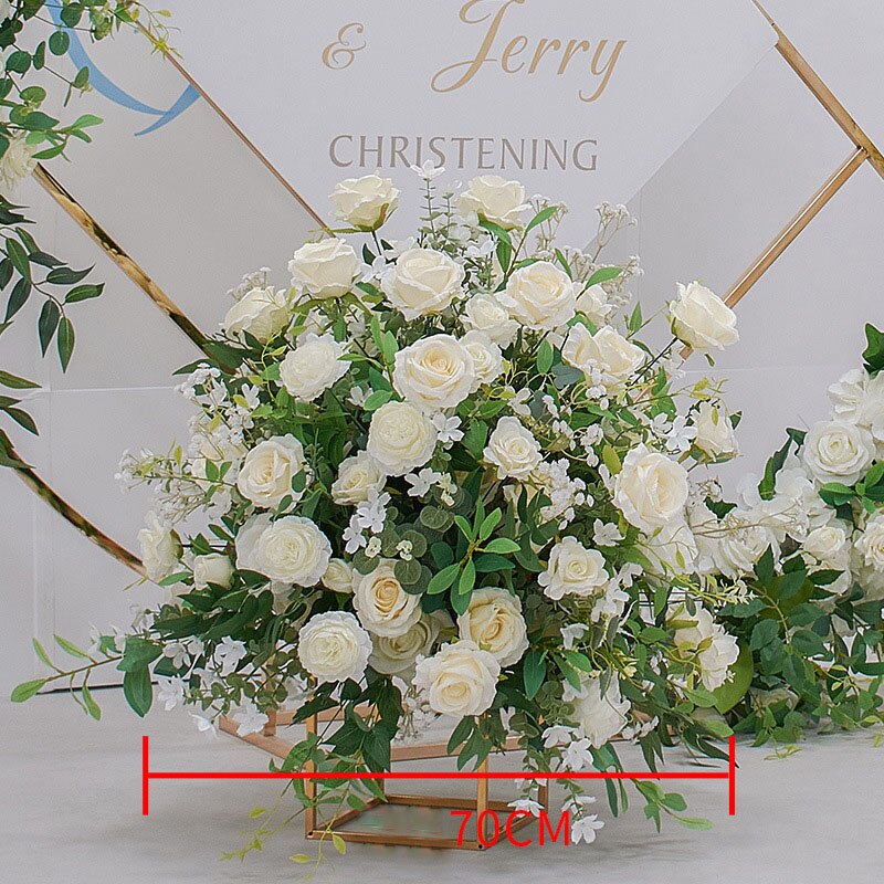 Wedding Backdrop Floral Arrangement 70cm Table Centerpiece Ball Greenery Baby Breath Rose Peony Flower Row Party Arch Decor Prop #1004