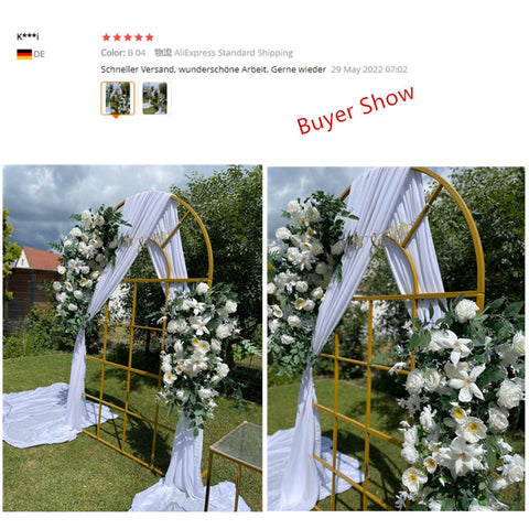 Hochzeits-Requisiten, Blumen-Reihen-Arrangement, künstliche Blumen-Kugel-Bogen-Pavillon-Dekor, hängende Ecke, florales Party-Bühnen-Szenen-Layout 