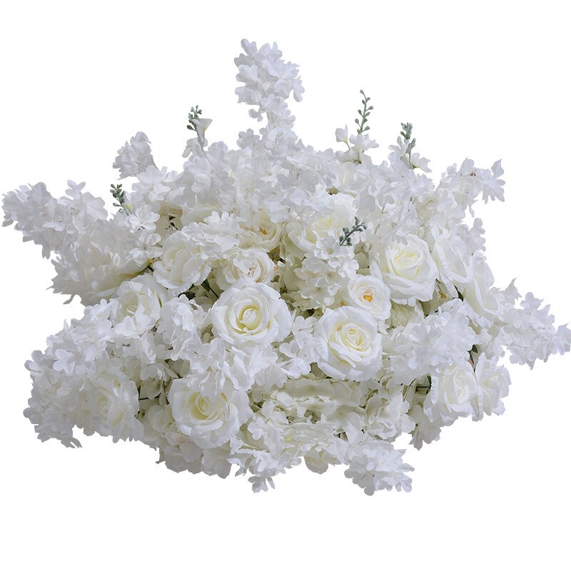 White Cherry Blossom Delphinium Rose Hang Corner Flower Row Wedding Backdrop Arch Deco Floral Table Centerpieces Ball Party Prop #1014