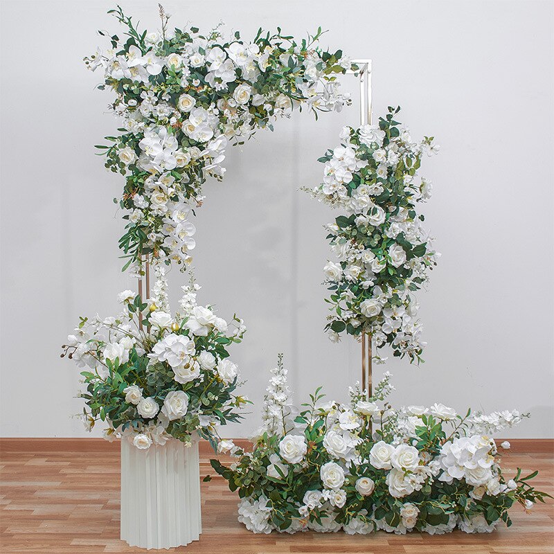 White Orchid Artificial Wedding Flowers Arch Decor Floral Table Runner Centerpieces Arrange Party Event Hang Corner Flowers Ball #1122