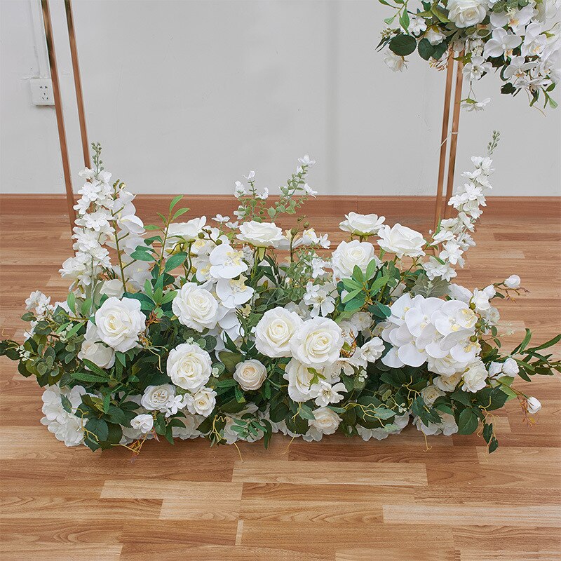 White Orchid Artificial Wedding Flowers Arch Decor Floral Table Runner Centerpieces Arrange Party Event Hang Corner Flowers Ball #1122