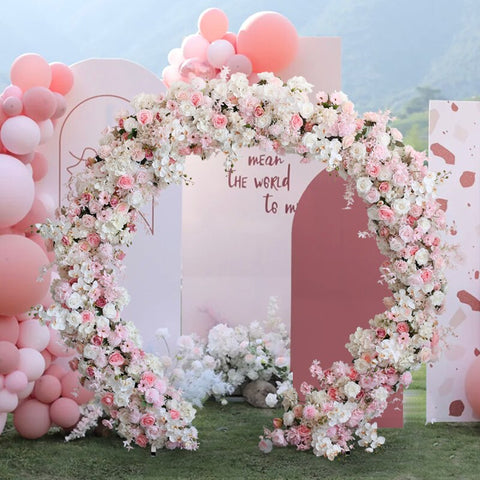 White Orchid Hydrangea Pink Rose Dandelion Pompom Arch Decor Hang Flower Row Banquet Wedding Backdrop Table Runner Floor Floral #1123