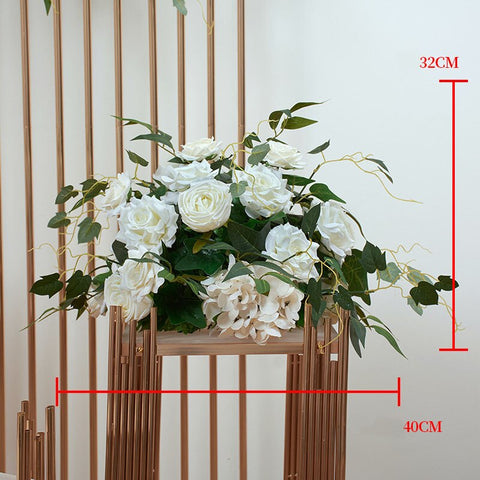 White Palm Rose Arches Hang Flower Row Wedding Backdrop Decor Floral Arrangement Table Centerpiece Flower Ball Party Satge Props #1124