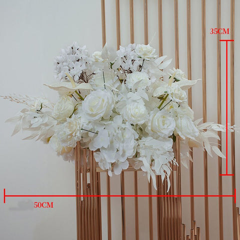 White Palm Rose Arches Hang Flower Row Wedding Backdrop Decor Floral Arrangement Table Centerpiece Flower Ball Party Satge Props #1124