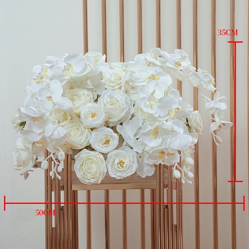 White Palm Rose Arches Hang Flower Row Wedding Backdrop Decor Floral Arrangement Table Centerpiece Flower Ball Party Satge Props #1124