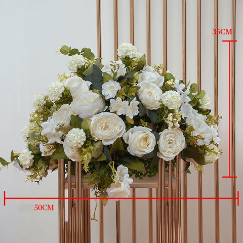 White Palm Rose Arches Hang Flower Row Wedding Backdrop Decor Floral Arrangement Table Centerpiece Flower Ball Party Satge Props #1124