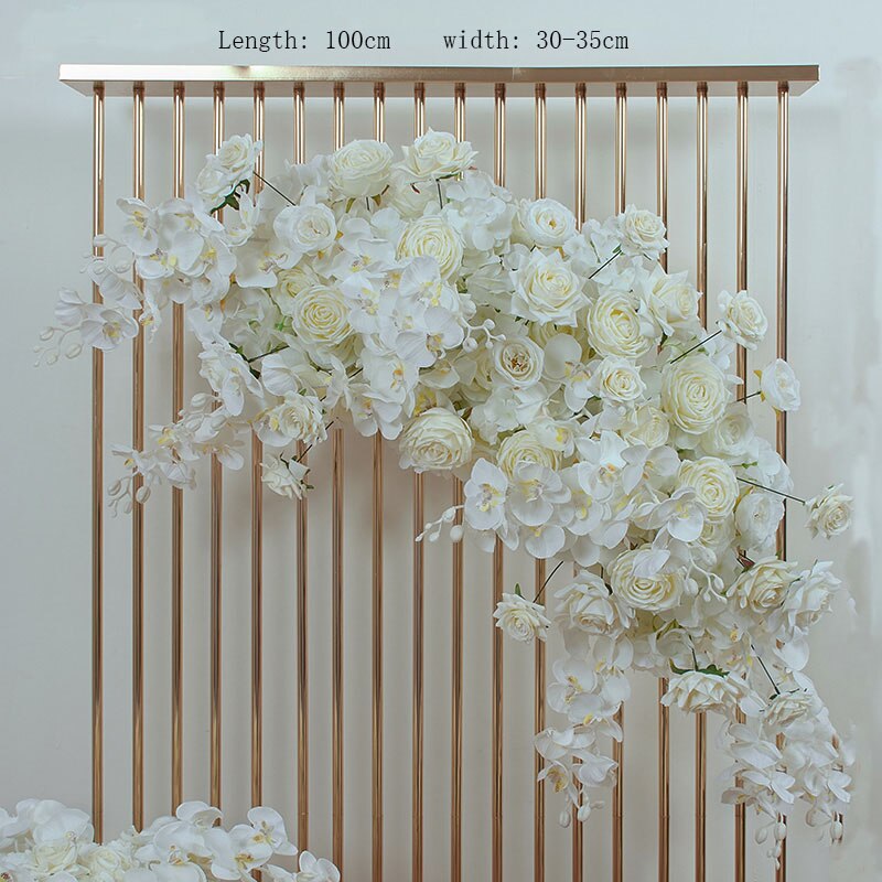 White Palm Rose Arches Hang Flower Row Wedding Backdrop Decor Floral Arrangement Table Centerpiece Flower Ball Party Satge Props #1124