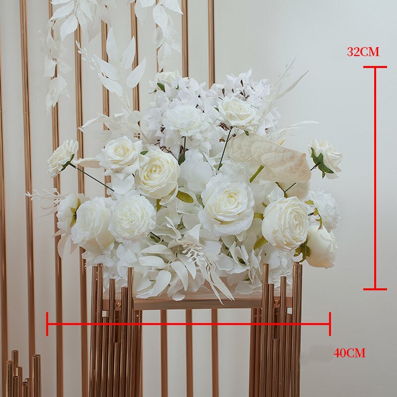 White Palm Rose Arches Hang Flower Row Wedding Backdrop Decor Floral Arrangement Table Centerpiece Flower Ball Party Satge Props #1124