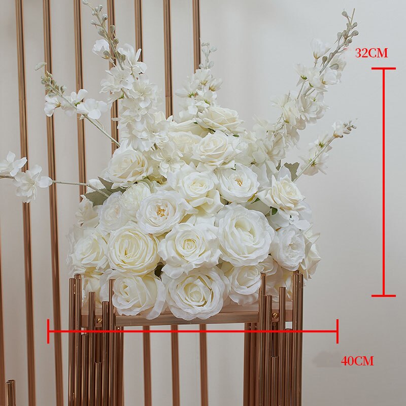 White Palm Rose Arches Hang Flower Row Wedding Backdrop Decor Floral Arrangement Table Centerpiece Flower Ball Party Satge Props #1124