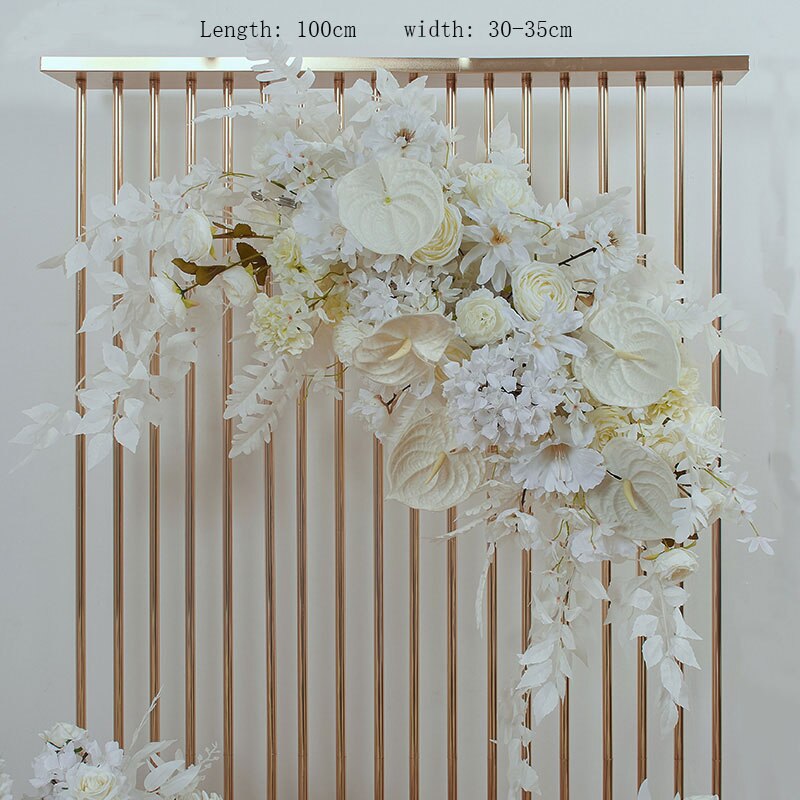 White Palm Rose Arches Hang Flower Row Wedding Backdrop Decor Floral Arrangement Table Centerpiece Flower Ball Party Satge Props #1124