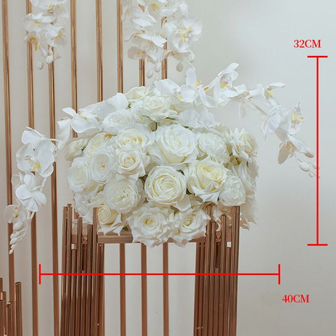 White Palm Rose Arches Hang Flower Row Wedding Backdrop Decor Floral Arrangement Table Centerpiece Flower Ball Party Satge Props #1124