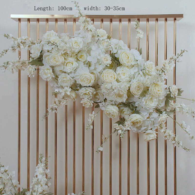 White Palm Rose Arches Hang Flower Row Wedding Backdrop Decor Floral Arrangement Table Centerpiece Flower Ball Party Satge Props #1124