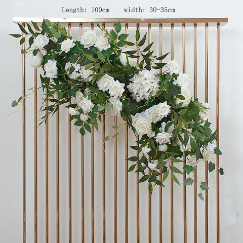 White Palm Rose Arches Hang Flower Row Wedding Backdrop Decor Floral Arrangement Table Centerpiece Flower Ball Party Satge Props #1124