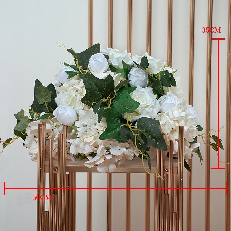 White Palm Rose Arches Hang Flower Row Wedding Backdrop Decor Floral Arrangement Table Centerpiece Flower Ball Party Satge Props #1124