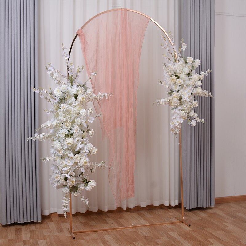 White Rose Hyacinth Orchid Wedding Arch Arrangement Hanging Flower Row Party Satge Backdrop Wall Decor Prop Event Banquet Floral #1128