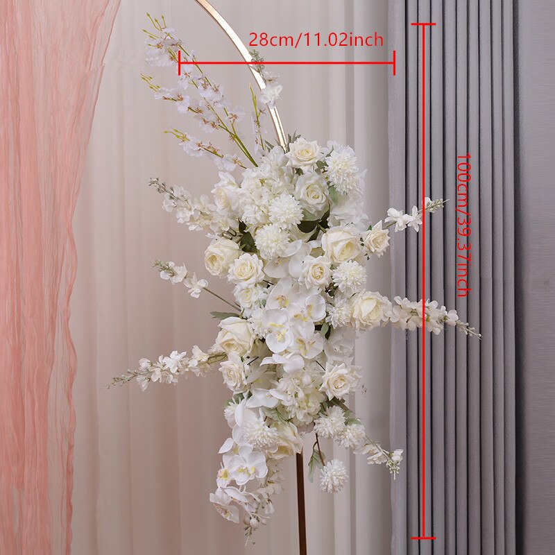 White Rose Hyacinth Orchid Wedding Arch Arrangement Hanging Flower Row Party Satge Backdrop Wall Decor Prop Event Banquet Floral #1128