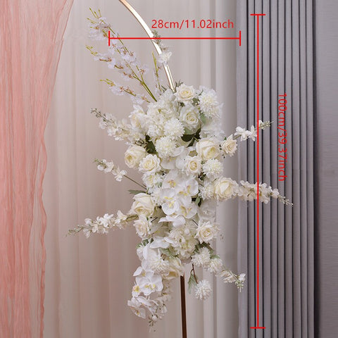 Weiße Rose Hyazinthe Orchidee Hochzeit Bogen Arrangement hängende Blumenreihe Party Satge Hintergrund Wand Dekor Prop Event Bankett Blumen 