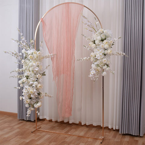 White Rose Hyacinth Orchid Wedding Arch Arrangement Hanging Flower Row Party Satge Backdrop Wall Decor Prop Event Banquet Floral #1128