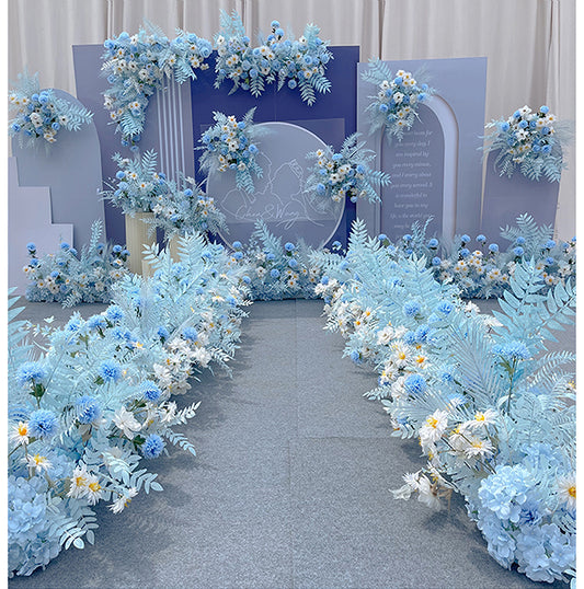 Customized Blue Wedding Floral Artificial Flowers Wedding Arrangement Flower Arrangement Road Flower Introduction Background Artificial Flowers Welcome Area Decorative Flowers. #1058