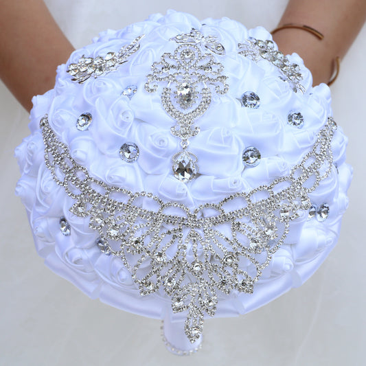 21cm Handmade Bridal Wedding Bouquet Bridal Bouquet Wedding Holding Flowers Diamond W2029