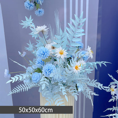 Customized Blue Wedding Floral Artificial Flowers Wedding Arrangement Flower Arrangement Road Flower Introduction Background Artificial Flowers Welcome Area Decorative Flowers. #1058