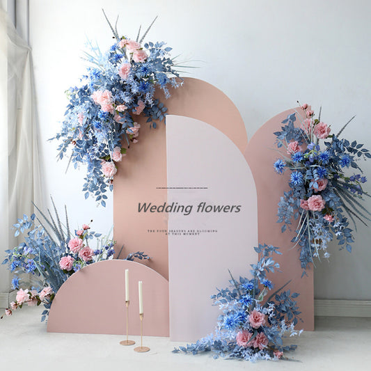 Artificial Silk Flowers Wedding Layout Blue Flower Arrangement Commercial Stage Background Floral Decor Window Display Props #1039