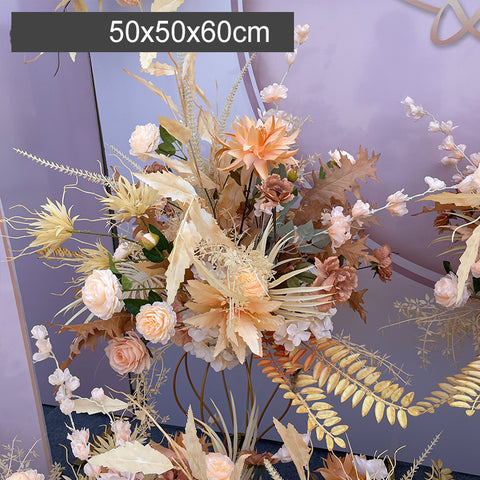 New Wedding Big Style Caramel Color Floor Arrangement with Simulated Silk Flower Decoration Eucalyptus Flower Arrangement Coffee Roadside Introduction Wedding Fireworks #1078