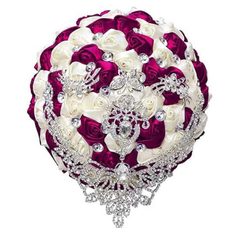 21cm Handmade Bridal Wedding Bouquet Bridal Bouquet Wedding Holding Flowers Diamond W2029